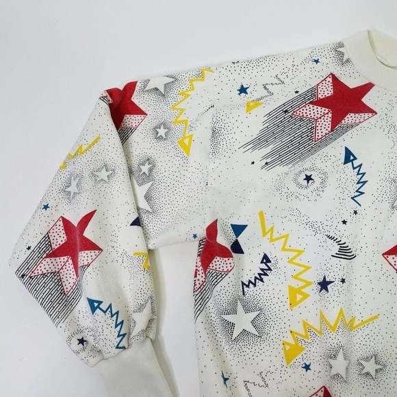 Vintage Converse Chucks Rare All Over Print Star Pullover Sweatshirt Medium - Picture 2 of 12